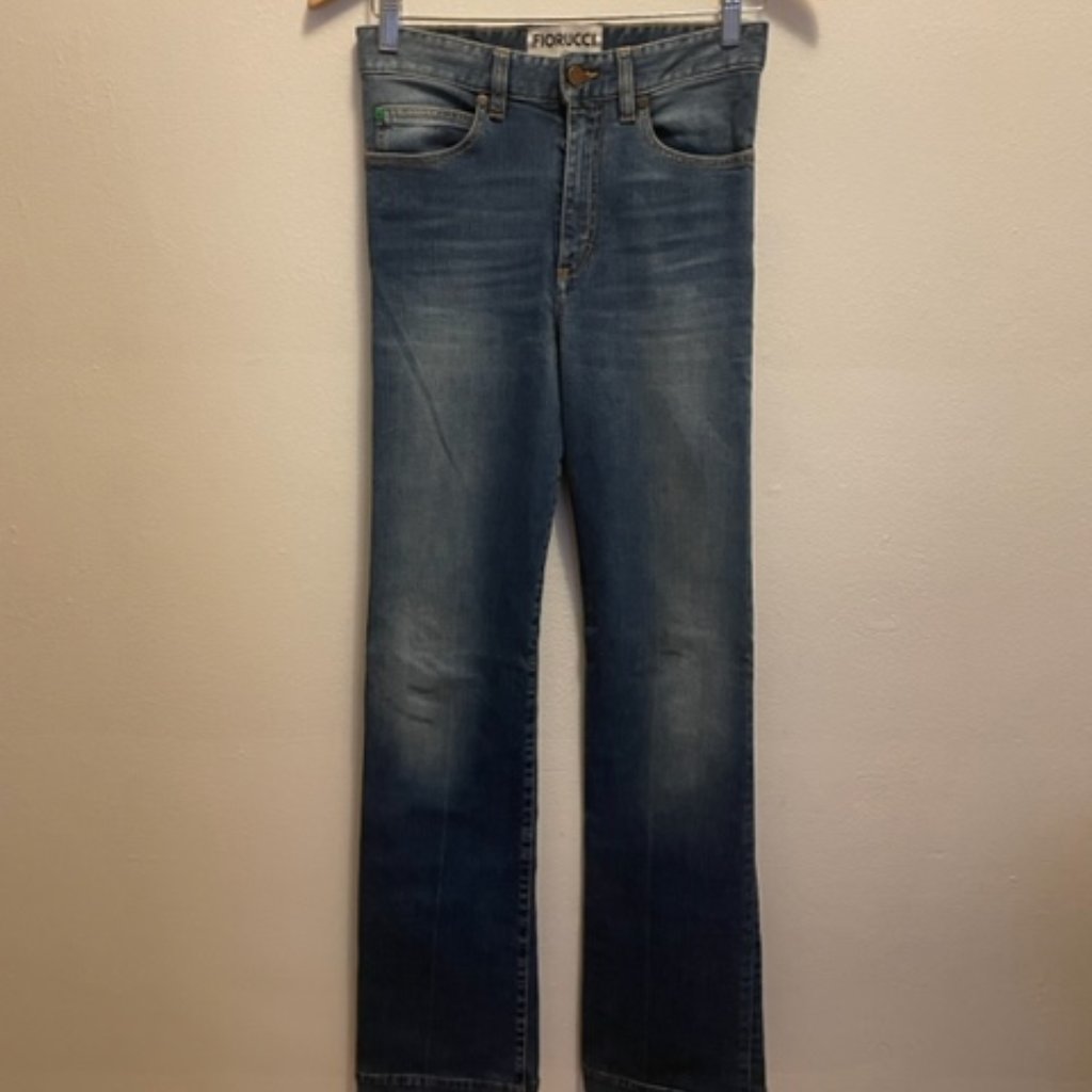 Fiorucci Blair Flare Jeans In Dark Indigo Stretch Denim